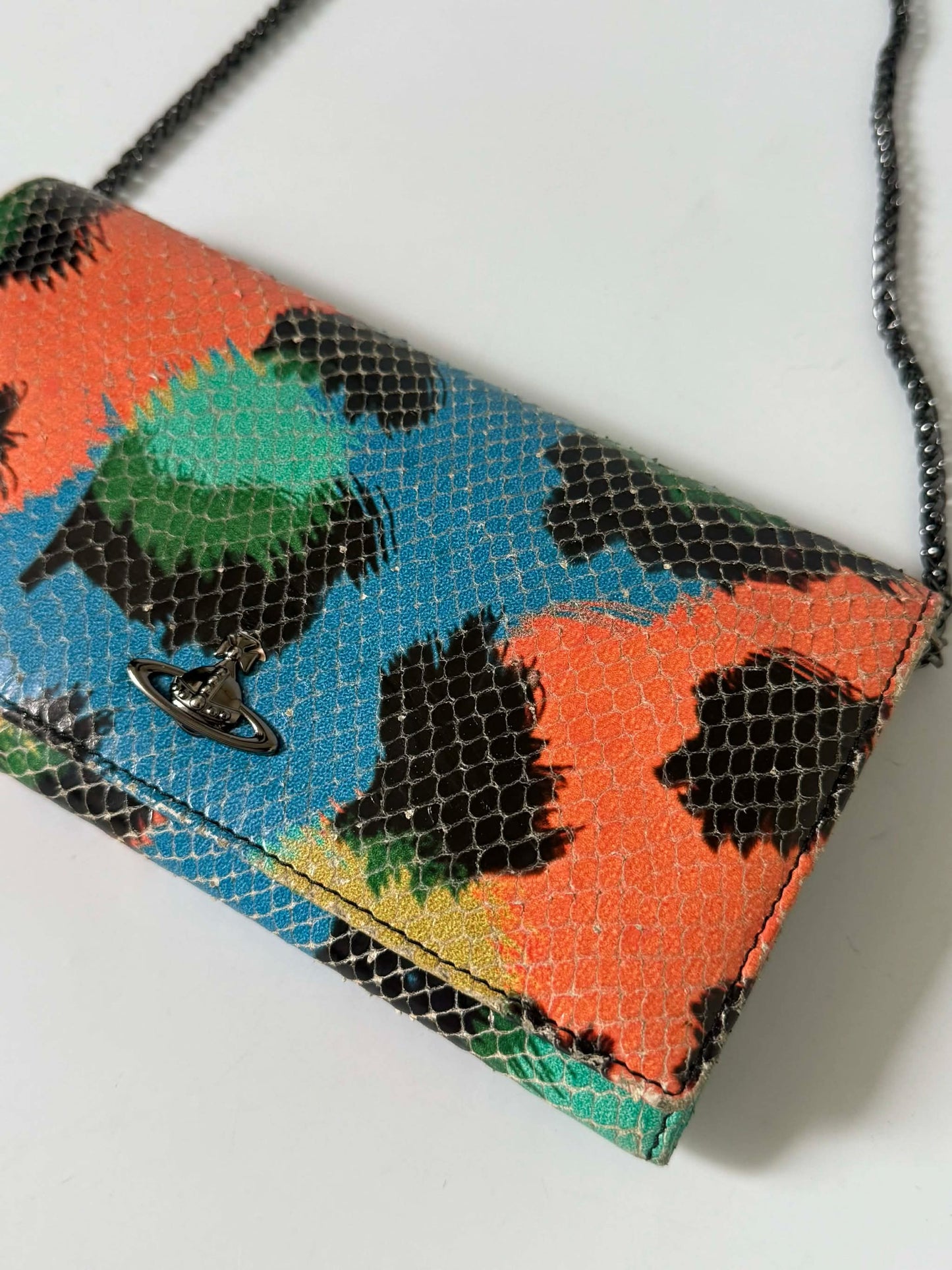 Vivienne Westwood Multicolor Python Skin Chain Shoulder Bag