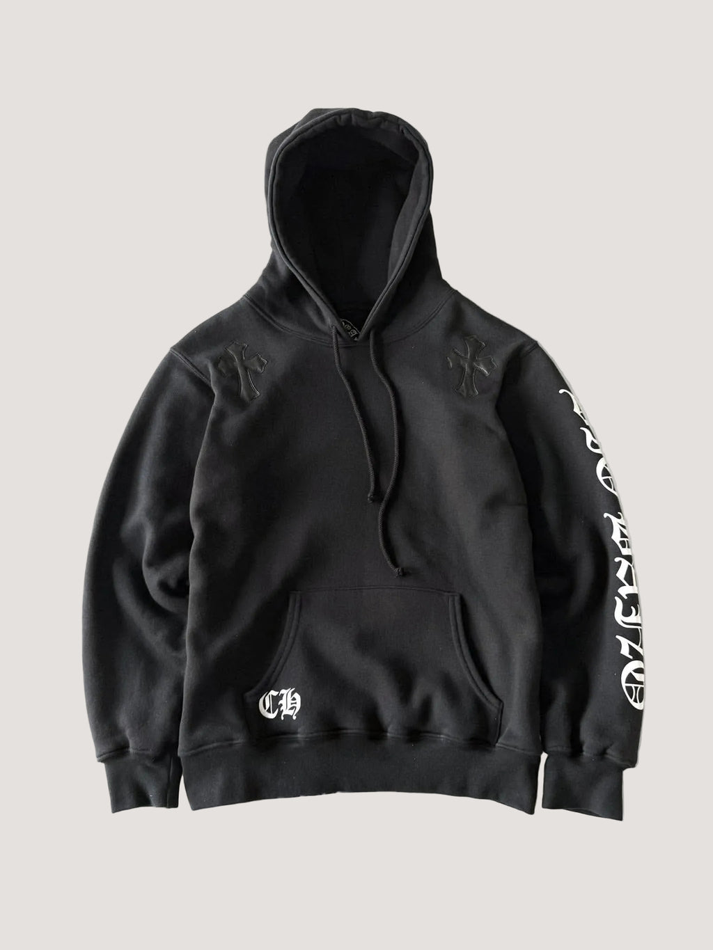 Vintage Chrome Hearts x Big Bang Leather Cross Patch Hoodie