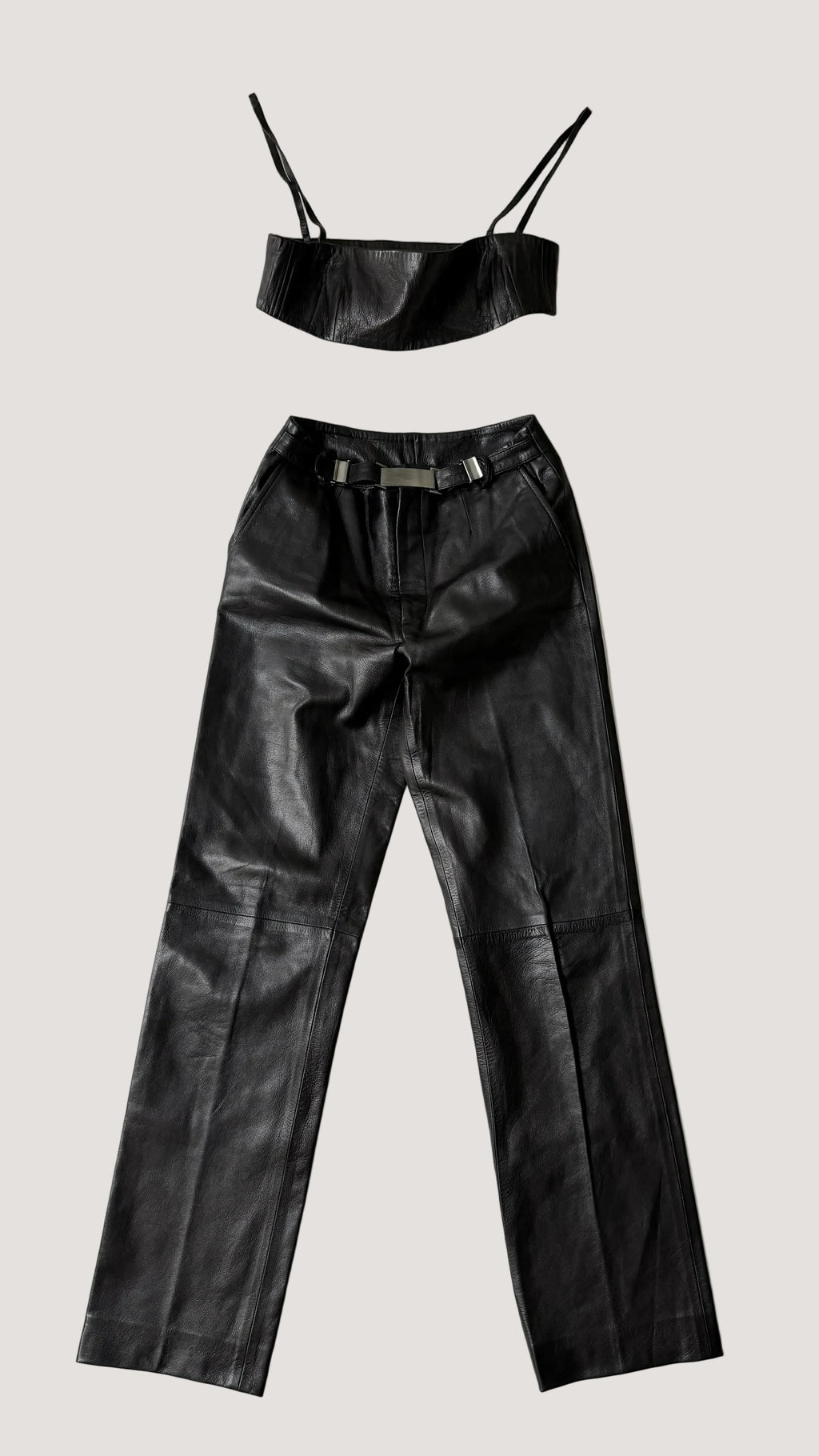 1997-1998 Gucci by Tom Ford Black Leather Tube & Pants Set