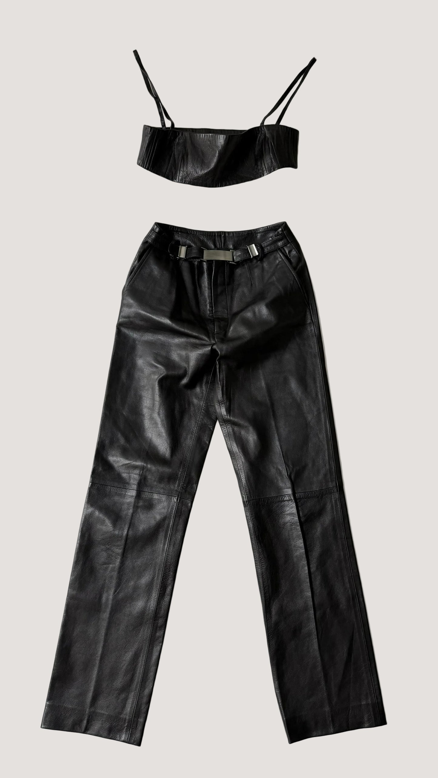 1997-1998 Gucci by Tom Ford Black Leather Tube & Pants Set