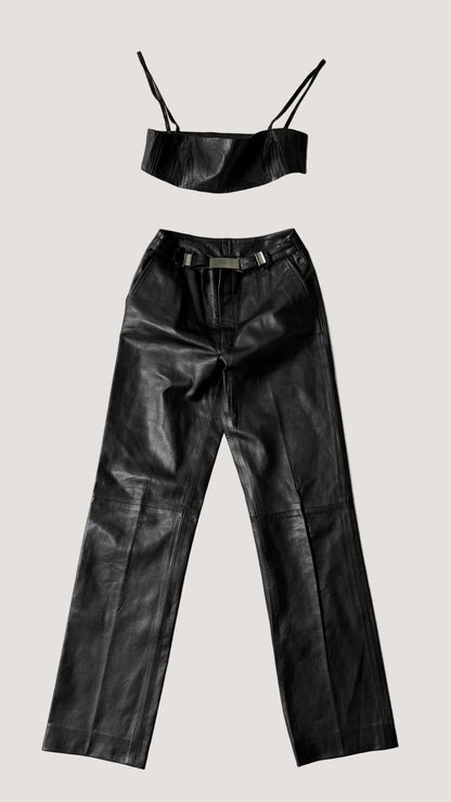 1997-1998 Gucci by Tom Ford Black Leather Tube & Pants Set