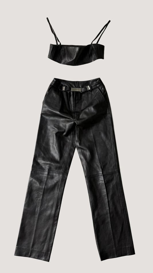 1997-1998 Gucci by Tom Ford Black Leather Tube & Pants Set