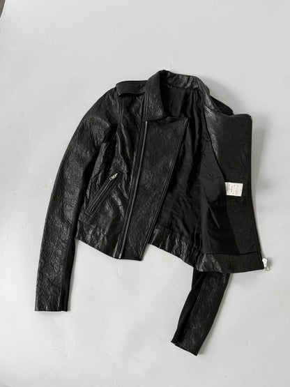 Rick Owens Black Leather Stooges Biker Jacket