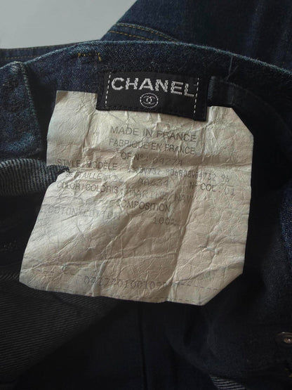 1990s-2000s Chanel Indigo Denim Sleeveless Vest & Skirt Set