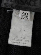 2000’s Gianni Versace Leather Horizontal Lined Knit Sweater