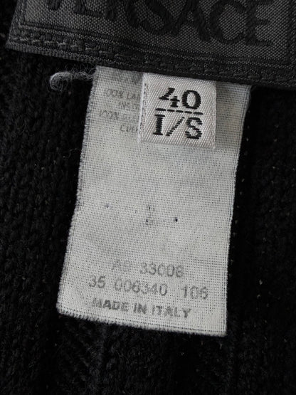2000’s Gianni Versace Leather Horizontal Lined Knit Sweater
