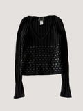 2000’s Gianni Versace Leather Horizontal Lined Knit Sweater