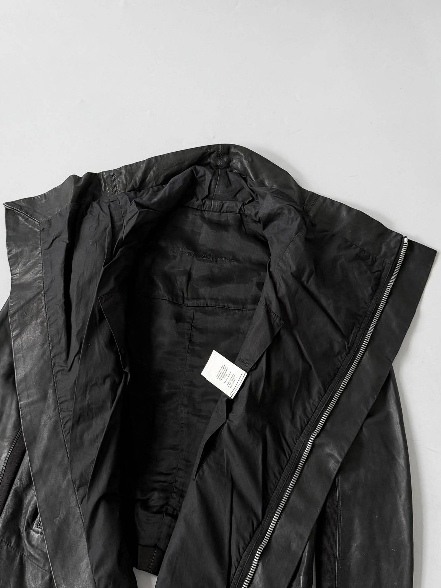 Rick Owens Lambskin Leather Asymmetric Biker Jacket