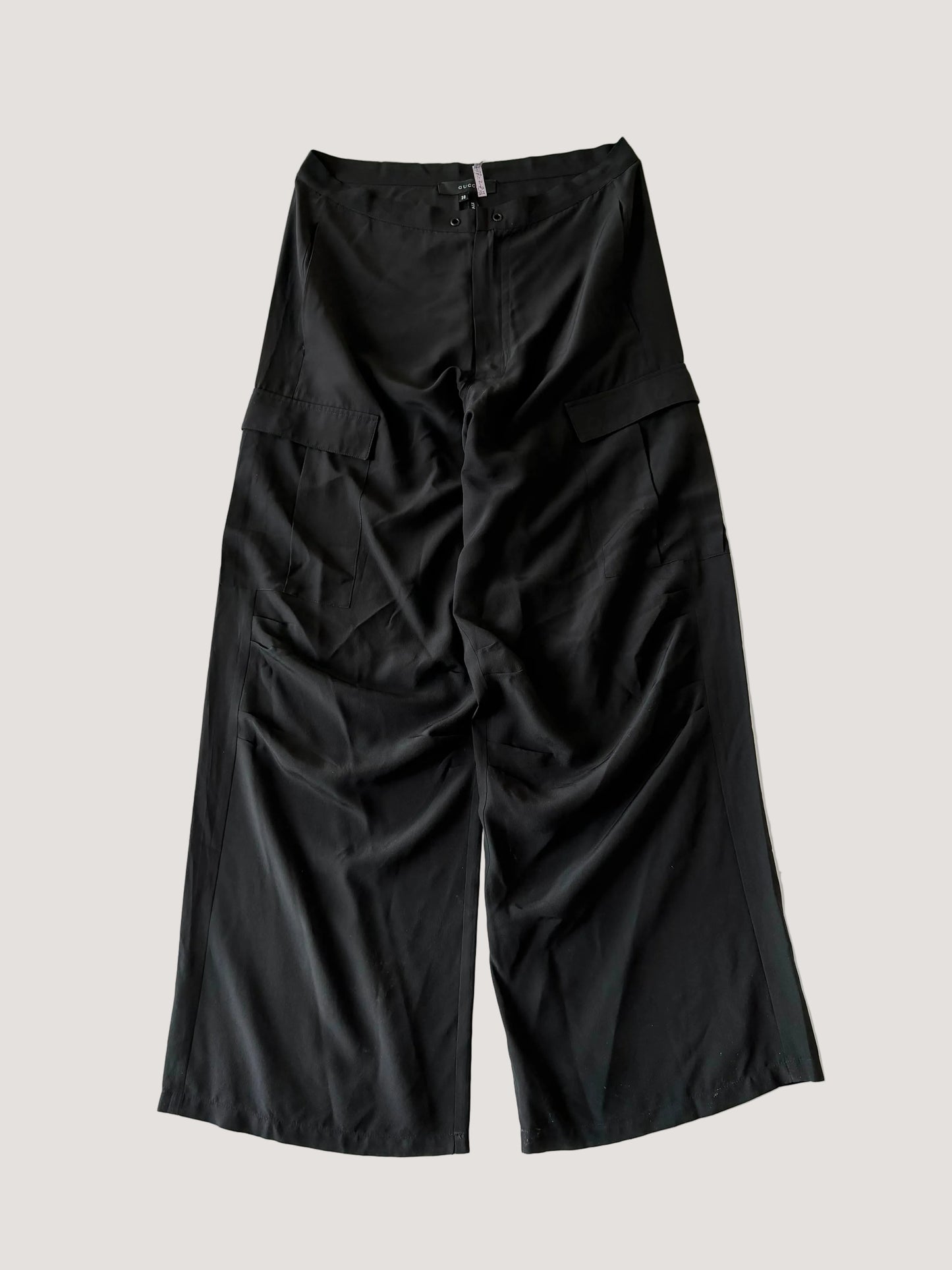Gucci by Tom Ford 2001 Cargo Silk Wide Leg Pants