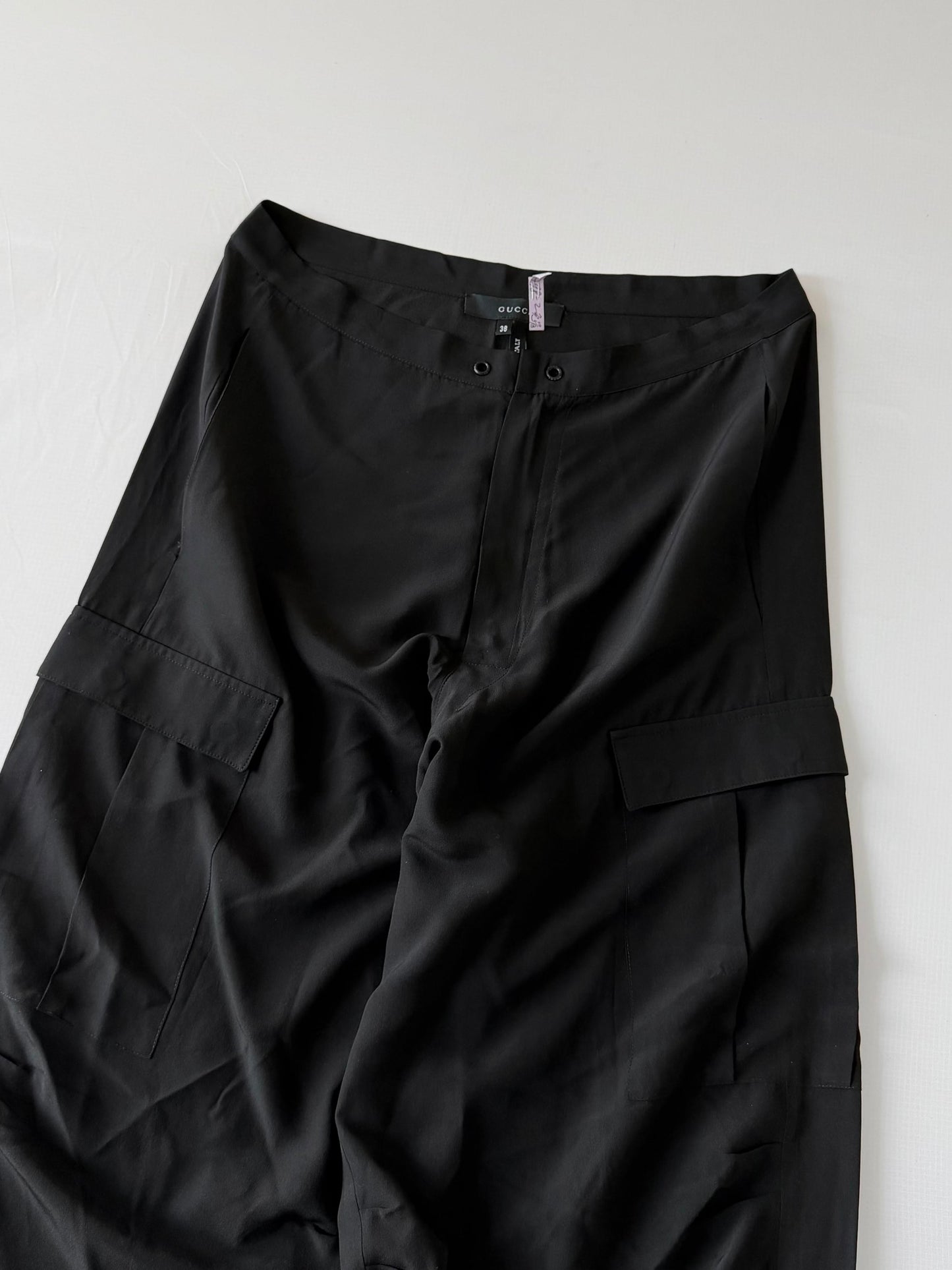 Gucci by Tom Ford 2001 Cargo Silk Wide Leg Pants