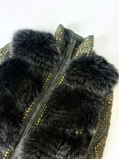 SS02 Roberto Cavalli Embellished Studded Python Leather Fur