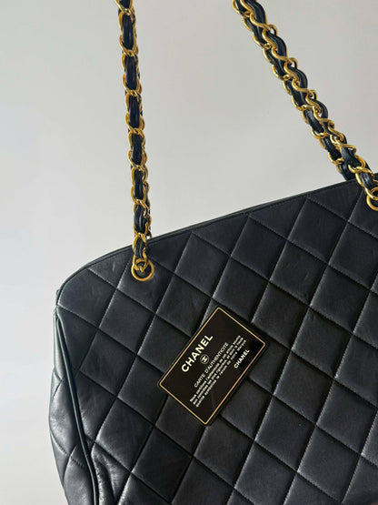 Chanel Black Quilted Caviar CC Chain Tote Bag