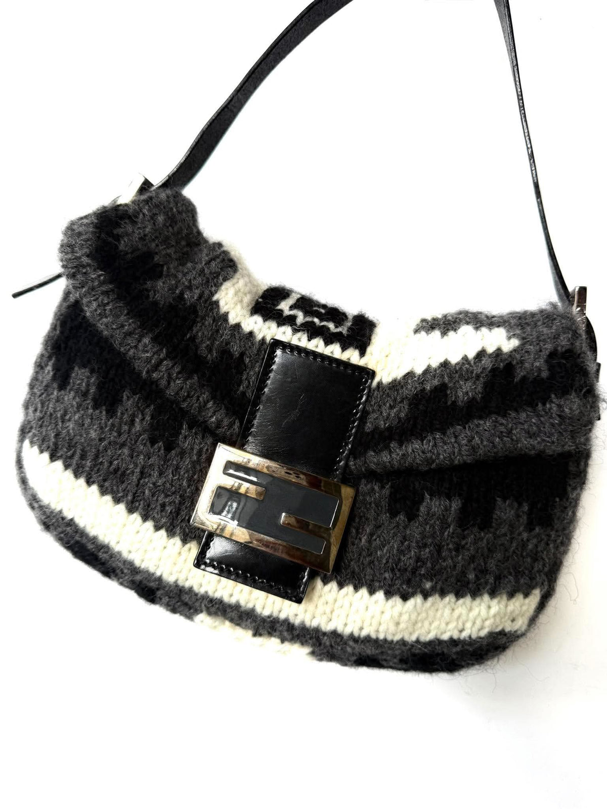 Vintage Fendi F/W1999 Wool Knit Baguette Bag