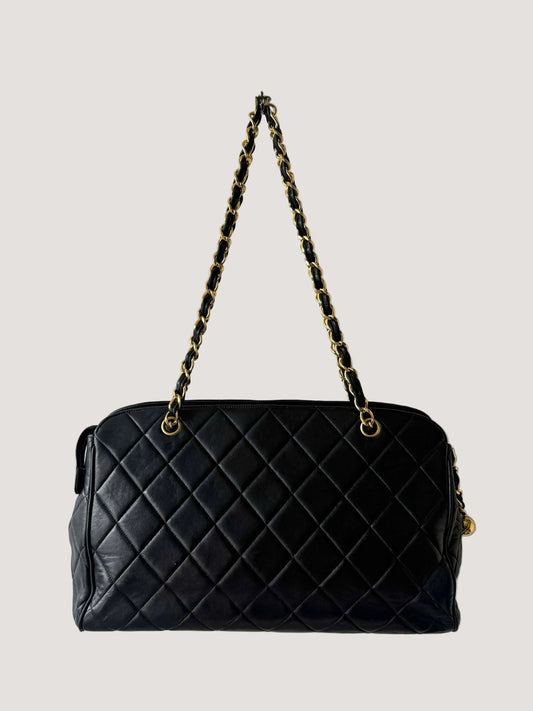 Chanel Black Quilted Caviar CC Chain Tote Bag