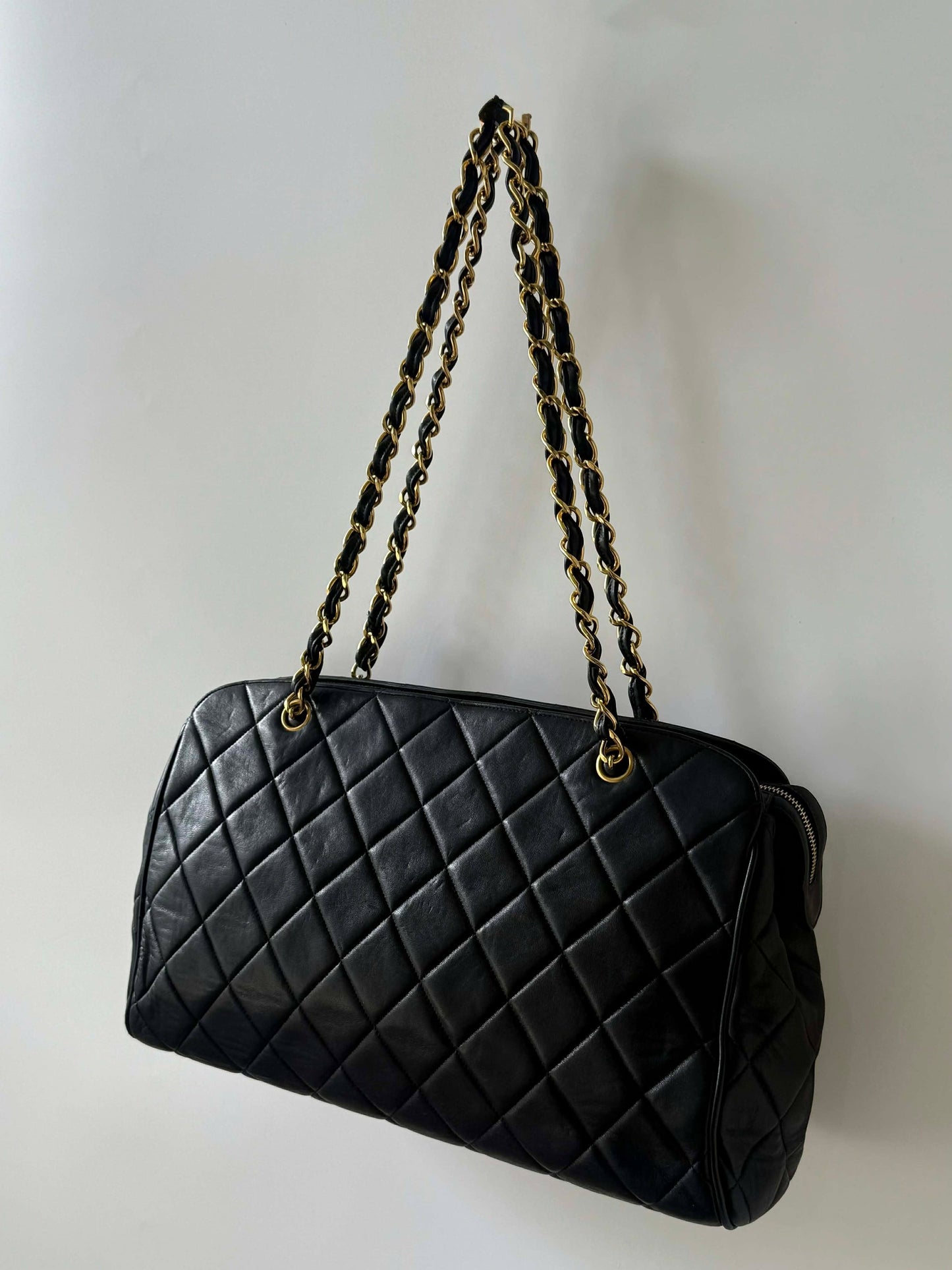 Chanel Black Quilted Caviar CC Chain Tote Bag