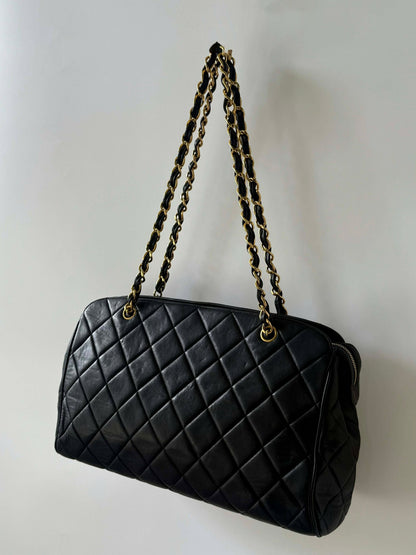 Chanel Black Quilted Caviar CC Chain Tote Bag