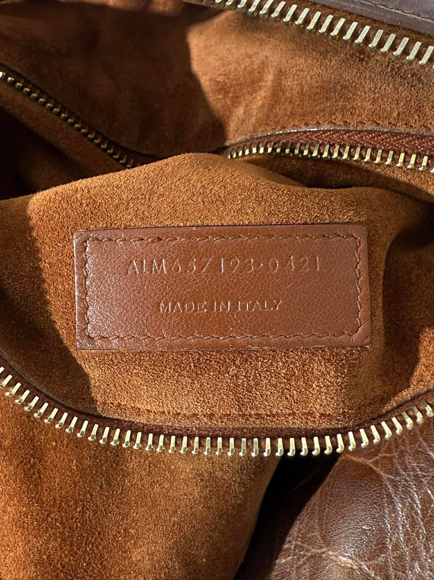 Saint Laurent Brown Crocodile Embossed Bucket Bag