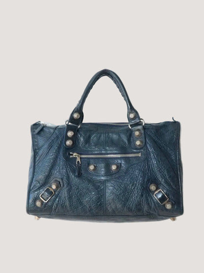 2000’s Balenciaga Navy Blue Giant 21 Silver Work Bag