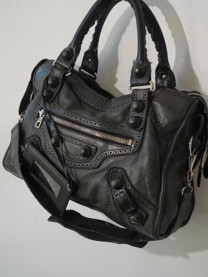 2000’s Balenciaga Anthracite Giant Brogues City Bag