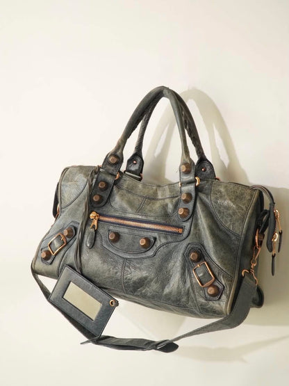 2000’s Balenciaga Blue Giant 21 Rose Gold City Bag