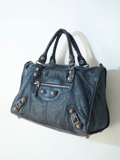 2000’s Balenciaga Navy Blue Giant 21 Silver Work Bag