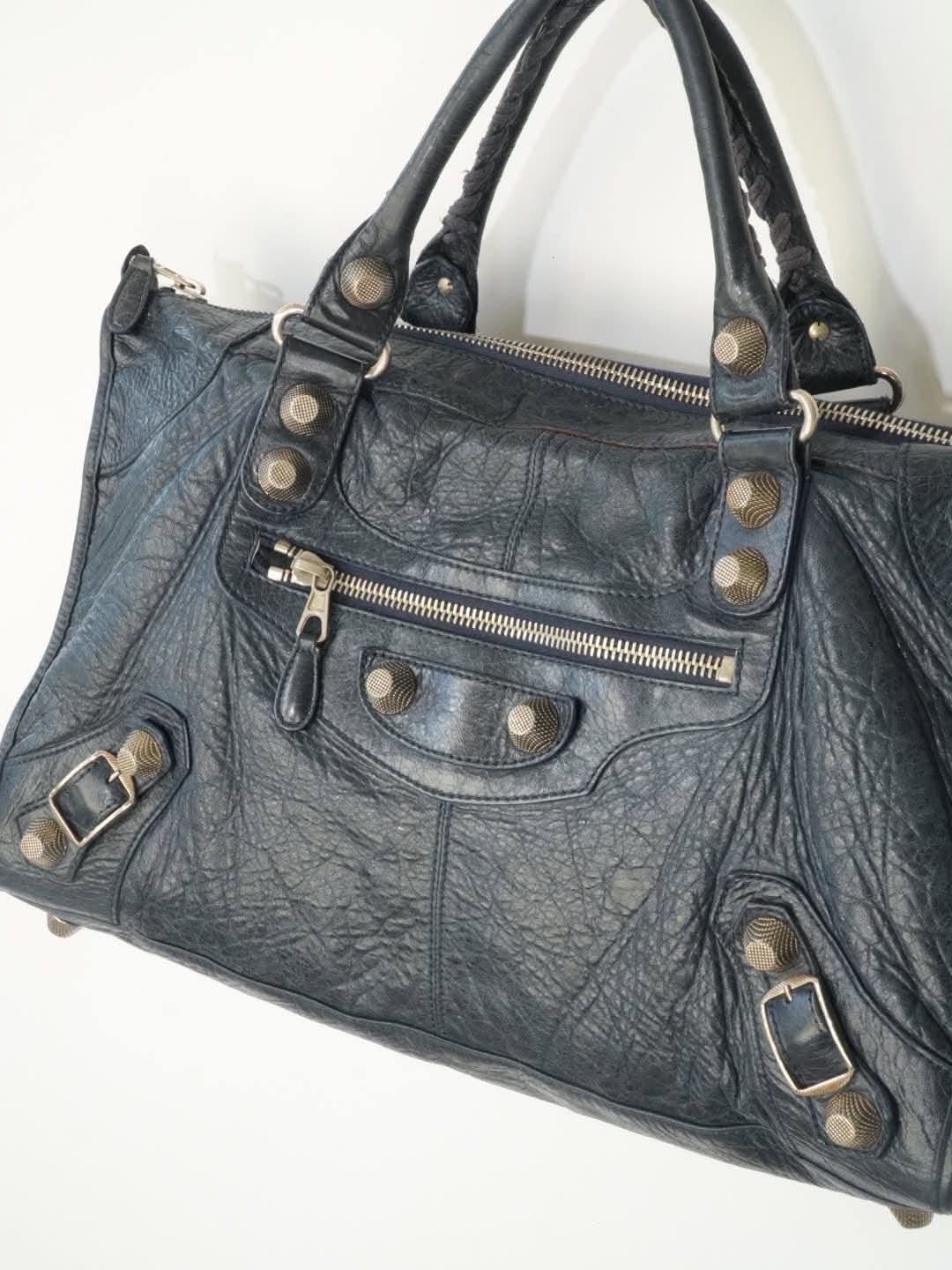 2000’s Balenciaga Navy Blue Giant 21 Silver Work Bag