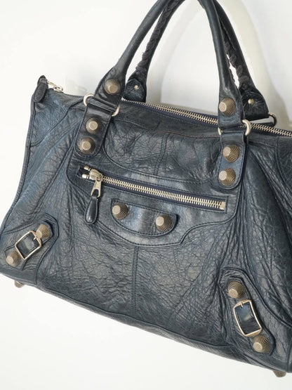 2000’s Balenciaga Navy Blue Giant 21 Silver Work Bag