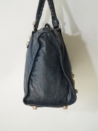 2000’s Balenciaga Navy Blue Giant 21 Silver Work Bag