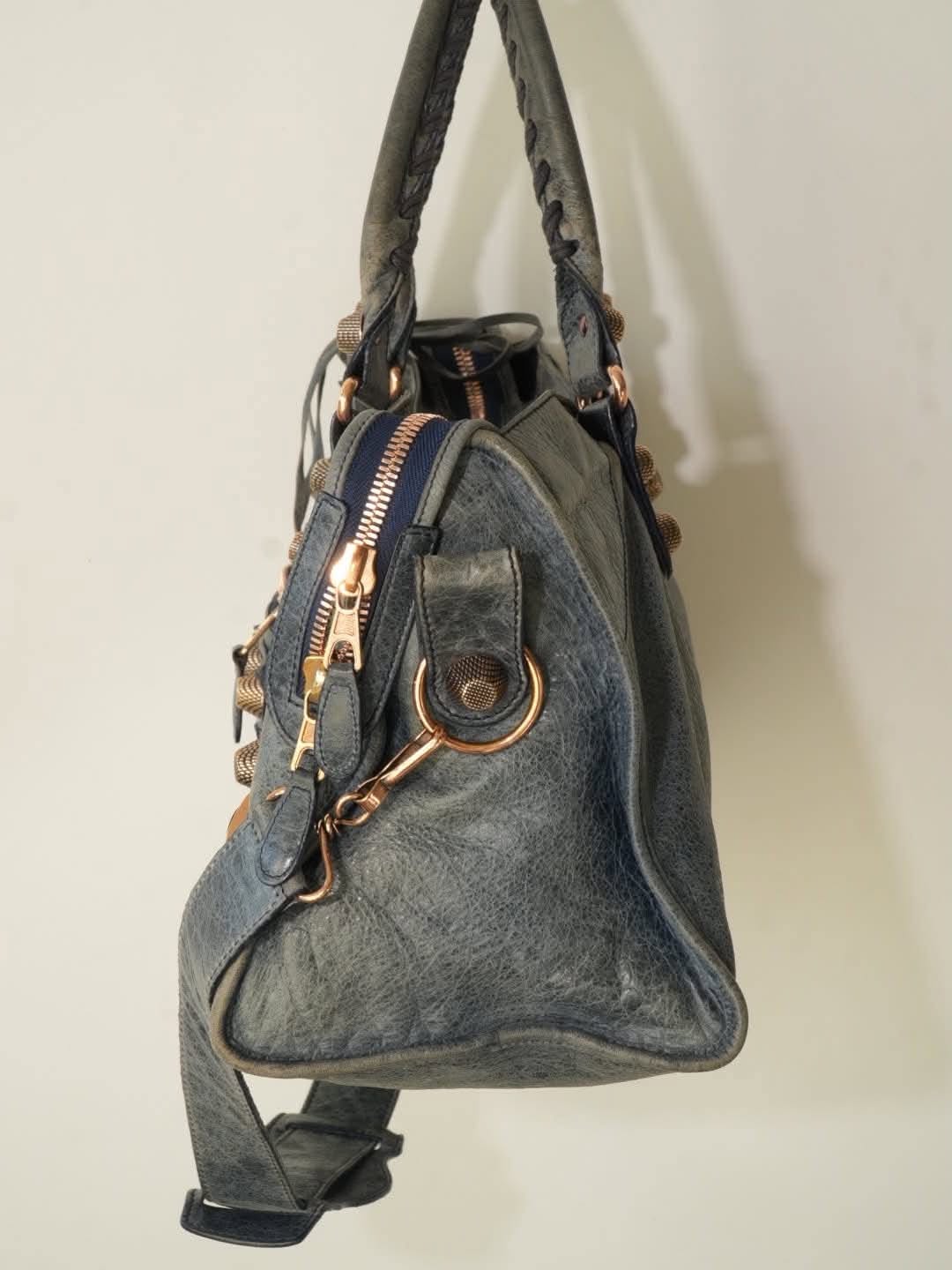 2000’s Balenciaga Blue Giant 21 Rose Gold City Bag