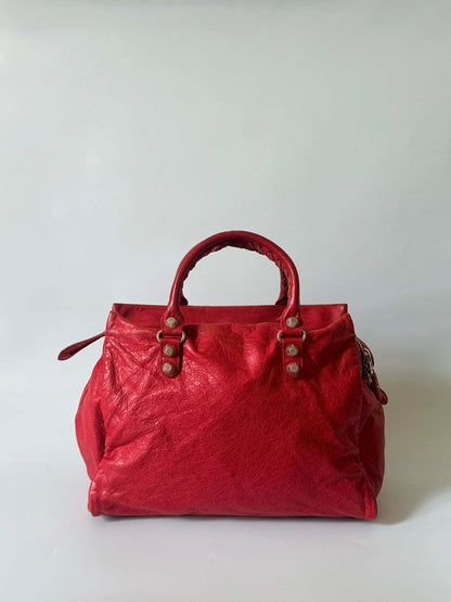 2000’s Balenciaga Ruby Leather Giant 21 Silver Midday Bag