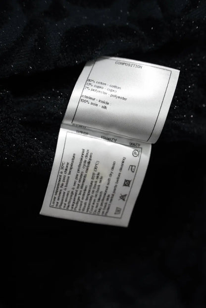 Chanel Black Terry Velour Jacket Camellia Flower