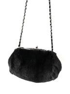 Chanel by Karl Lagerfeld Black Fur Frame Chain Bag