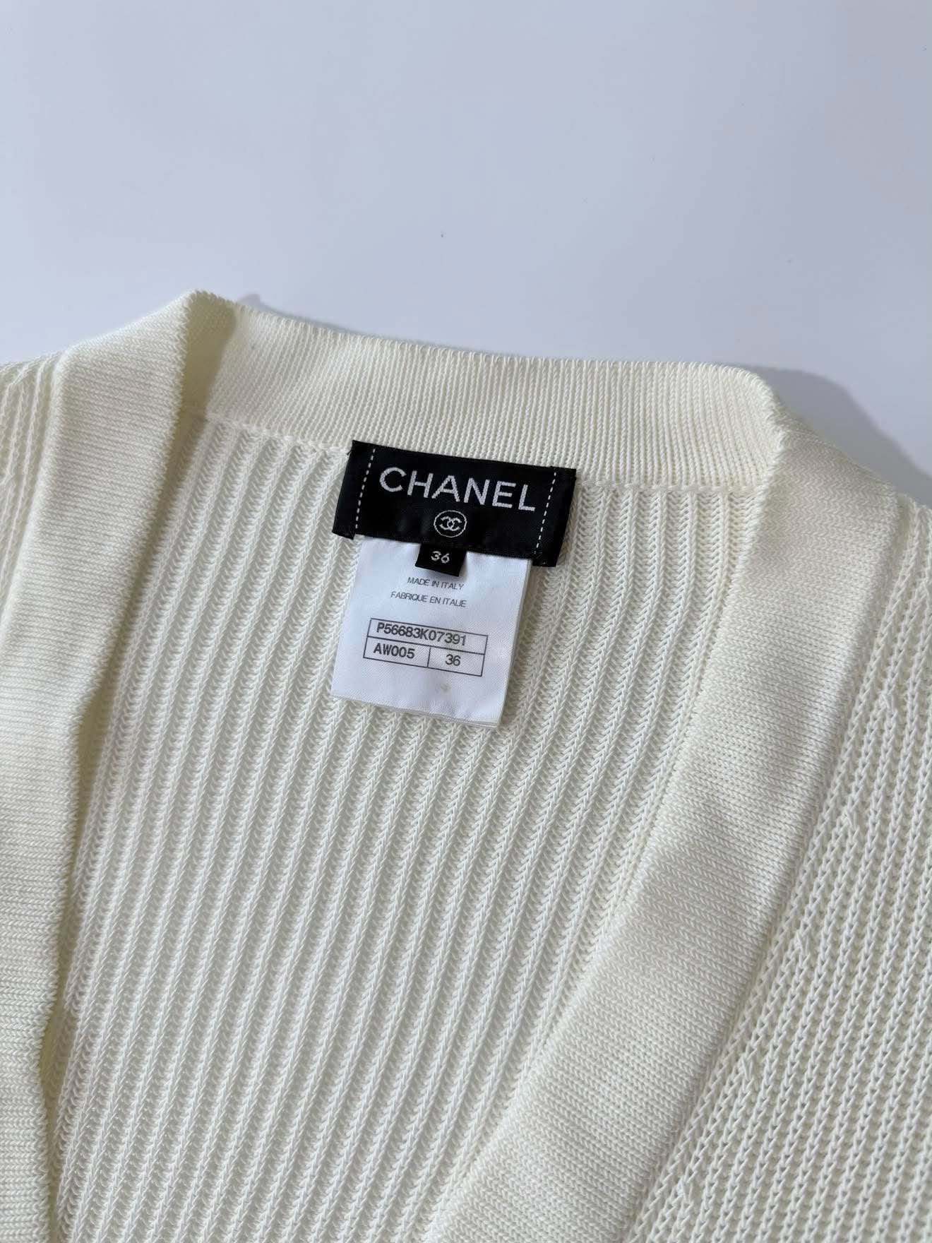 Chanel Silver-Tone Coco Mark Buttons Cardigan