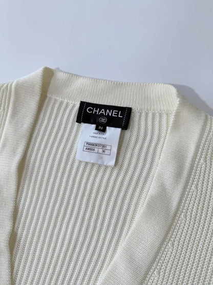 Chanel Silver-Tone Coco Mark Buttons Cardigan
