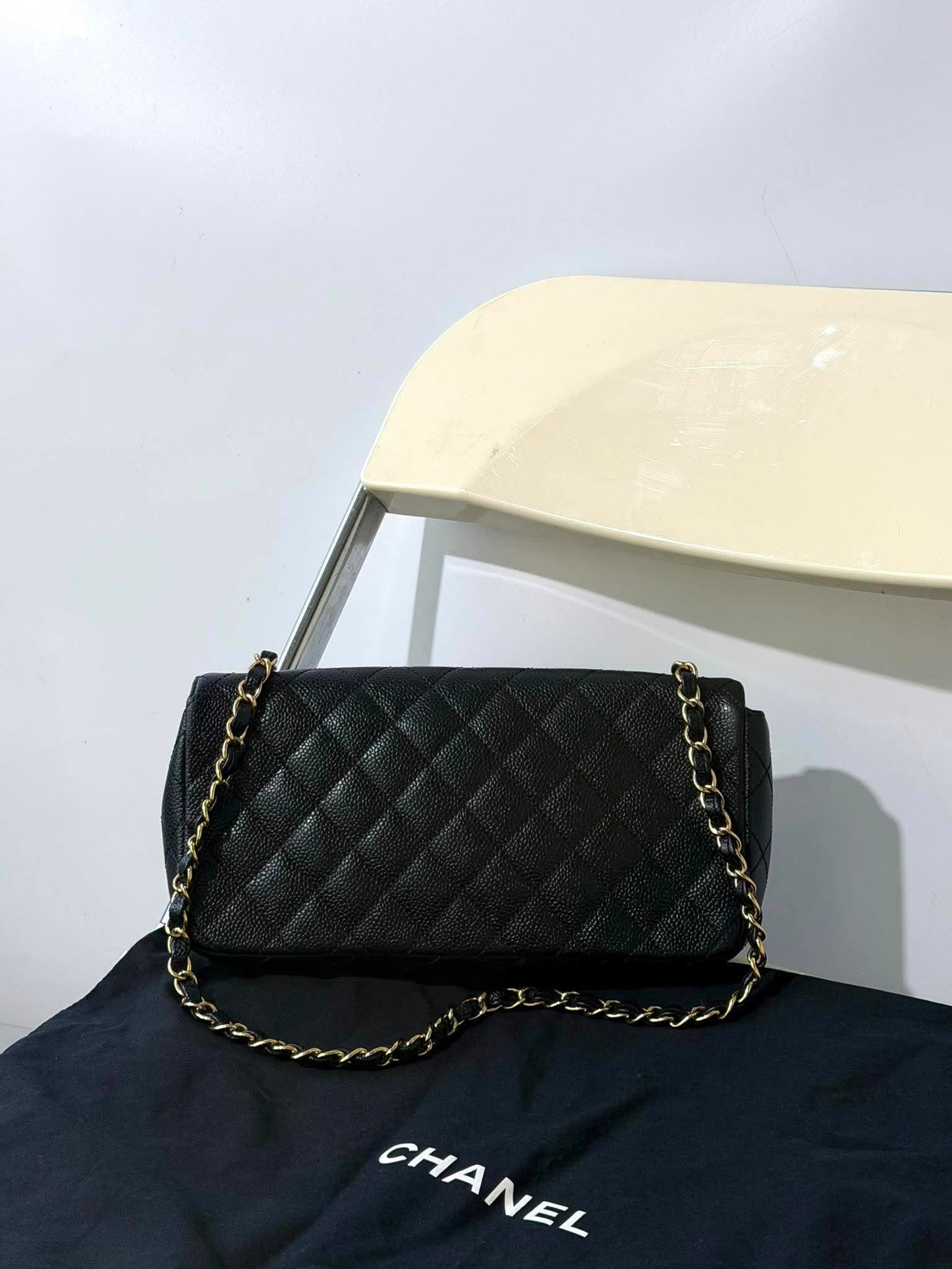 Rare Chanel East West 24K Caviar Flap Bag