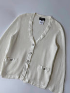 Chanel Silver-Tone Coco Mark Buttons Cardigan