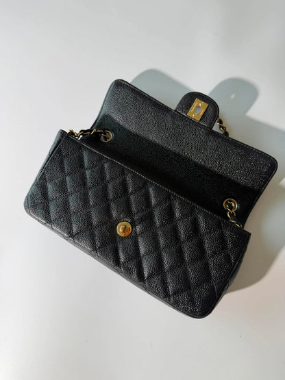 Rare Chanel East West 24K Caviar Flap Bag