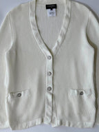 Chanel Silver-Tone Coco Mark Buttons Cardigan