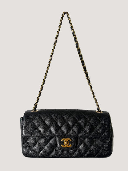 Rare Chanel East West 24K Caviar Flap Bag
