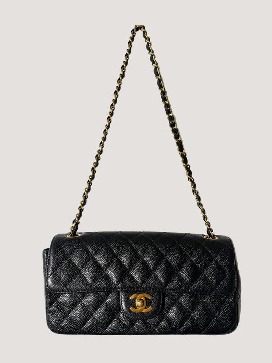 Rare Chanel East West 24K Caviar Flap Bag