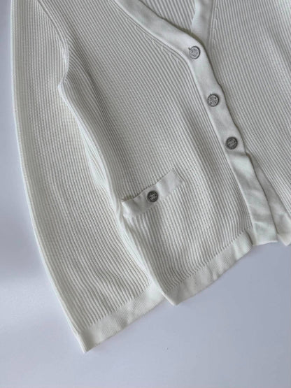 Chanel Silver-Tone Coco Mark Buttons Cardigan