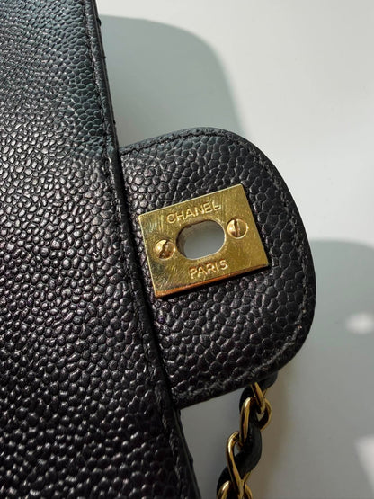 Rare Chanel East West 24K Caviar Flap Bag