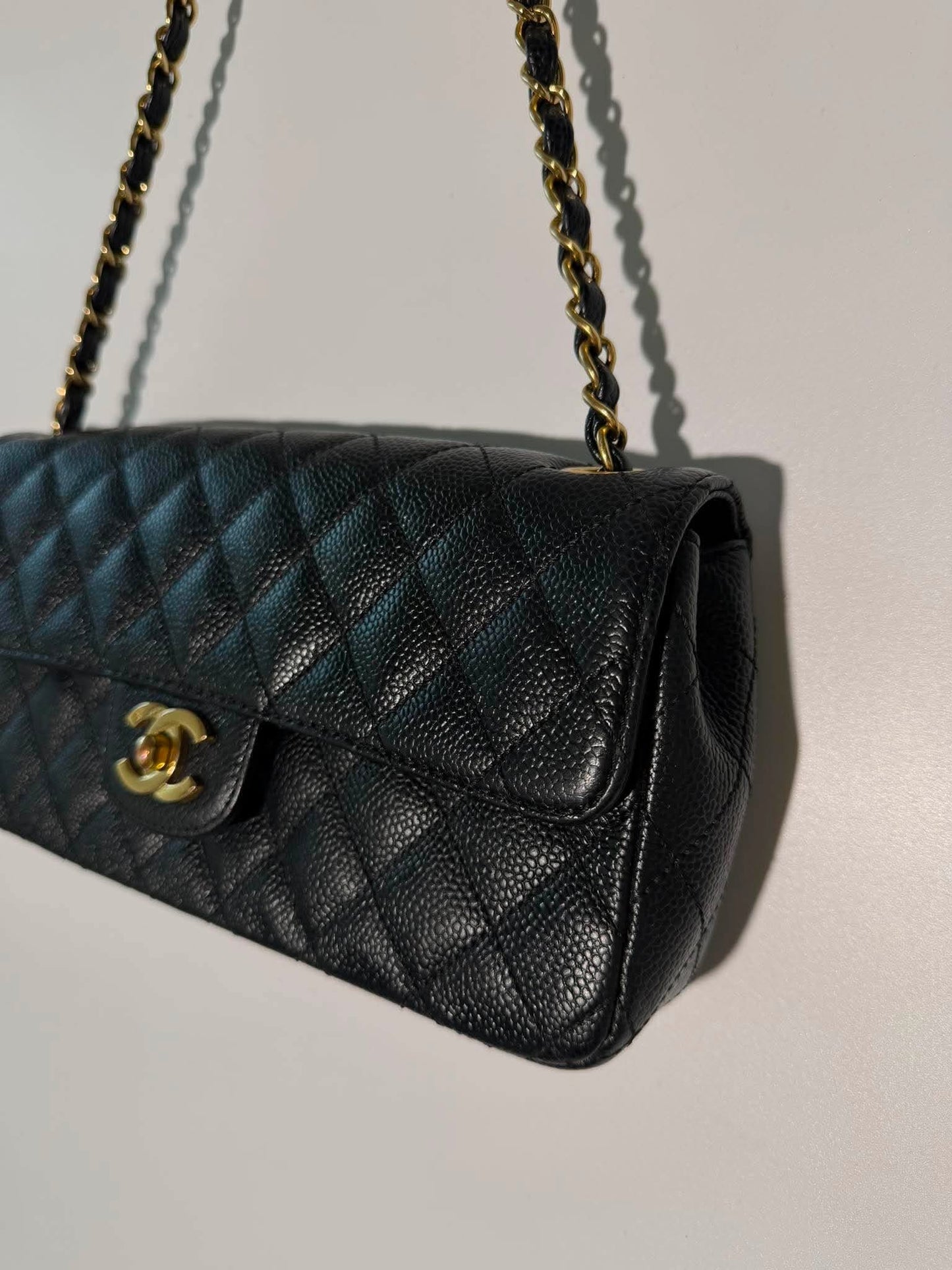 Rare Chanel East West 24K Caviar Flap Bag