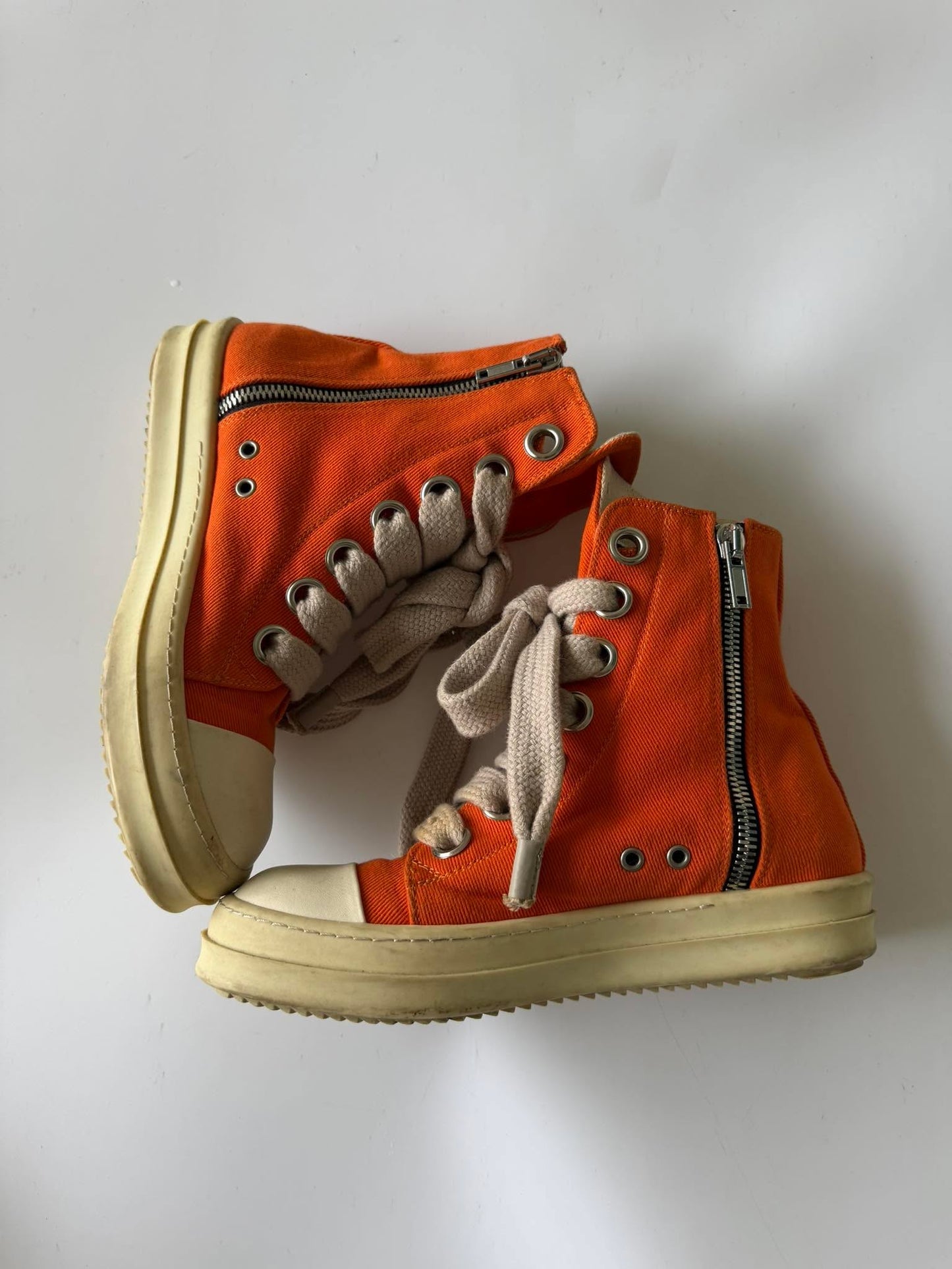 Rick Owens DRKSHDW Orange Jumbo Lace High-Top Sneakers
