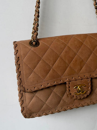 Chanel Brown Jumbo Quilted Iridescent Happy Stitch Flap