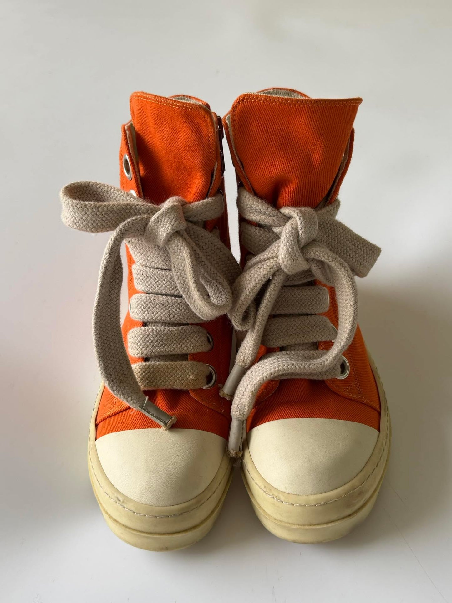 Rick Owens DRKSHDW Orange Jumbo Lace High-Top Sneakers