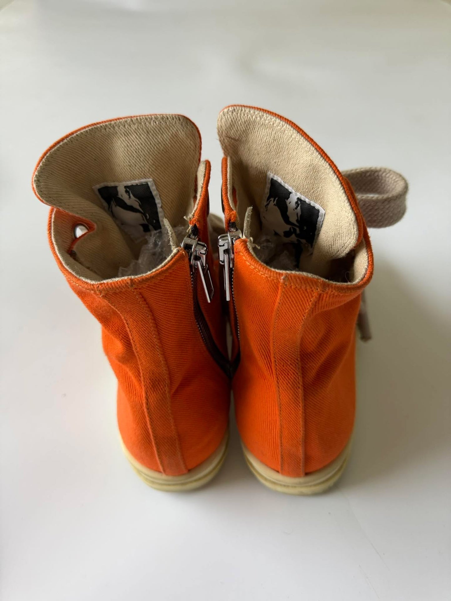 Rick Owens DRKSHDW Orange Jumbo Lace High-Top Sneakers