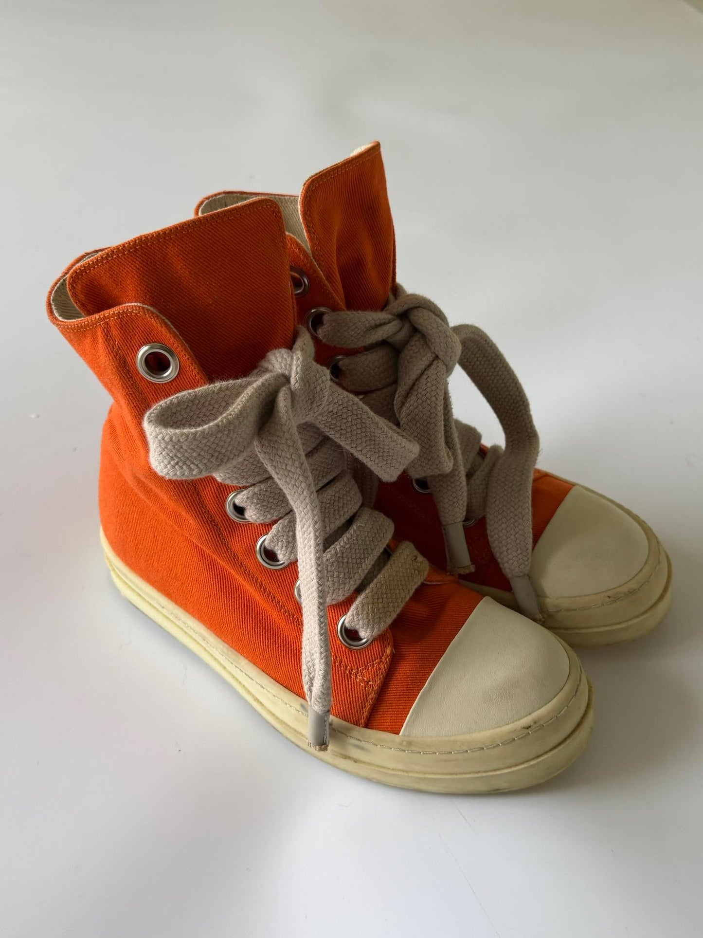 Rick Owens DRKSHDW Orange Jumbo Lace High-Top Sneakers