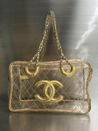 Chanel 1991 VIntage Timeless Naked Clear Transparent Tote