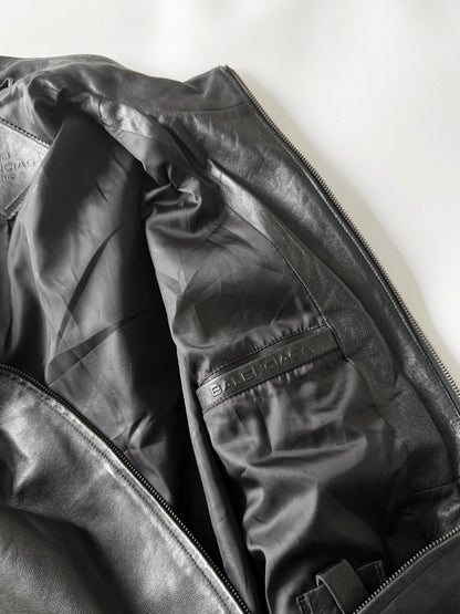 Balenciaga Nicolas Ghesquière BB Back Logo Leather Jacket